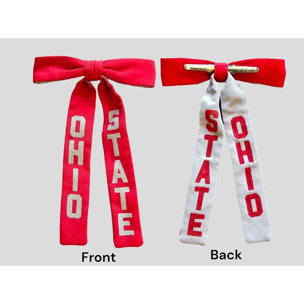 Vintage Wool OSU THEE Ohio State Buckeyes Clip‎ Bowtie Long Ribbons